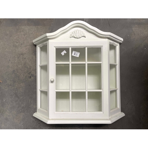 21 - A white painted wall hanging display cabinet