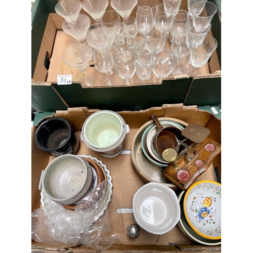 51 - A collection of sundry china and glass, to include stemware etc (2 trays)