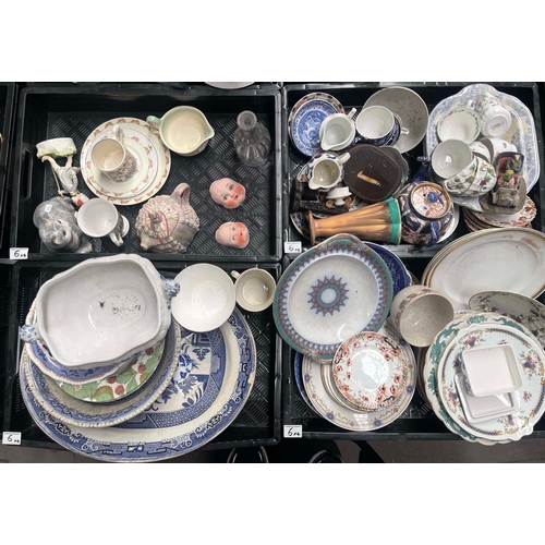 6 - A collection of ceramics including Staffordshire blue and white Imari and other dinner ware, togethe... 