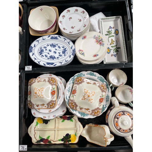 72 - A collection of ceramic dinner and tea ware, including a set of four Shelley cups and saucers, Dunbl... 