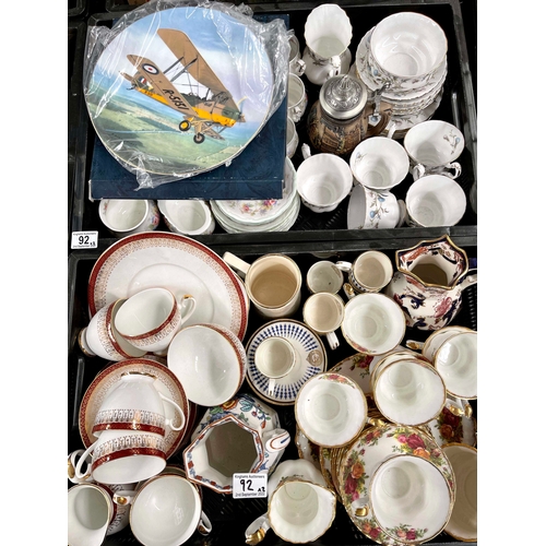 92 - A collection of tea and coffee ware, including Royal Albert Colleen, Old Country Roses and Brigadoon... 