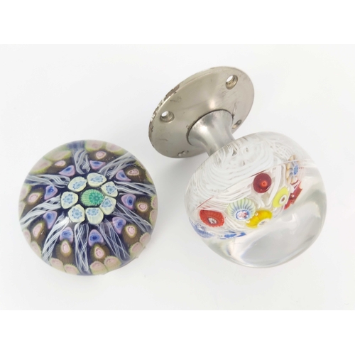 749 - Strathearn, doorknob and paperweight, millefiori and twists, one with original label, paperweight, 6... 