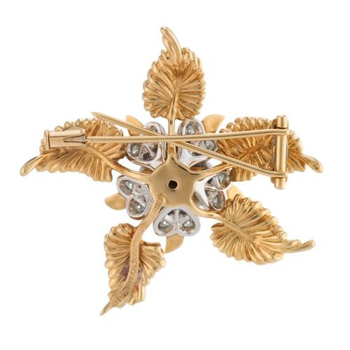 44 - Jean Schlumberger for Tiffany & Co., an 18ct gold and platinum, brilliant-cut diamond floral brooch,... 