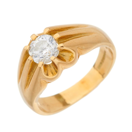 49 - An 18ct gold brilliant-cut diamond single-stone ring, with grooved shoulders, diamond weight 1ct, st... 