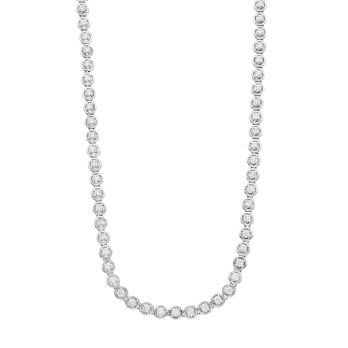 51 - An 18ct gold brilliant-cut diamond line necklace, with partially concealed push-piece clasp, estimat... 