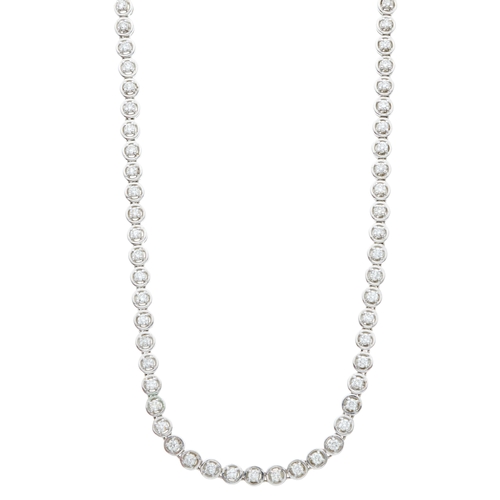 51 - An 18ct gold brilliant-cut diamond line necklace, with partially concealed push-piece clasp, estimat... 