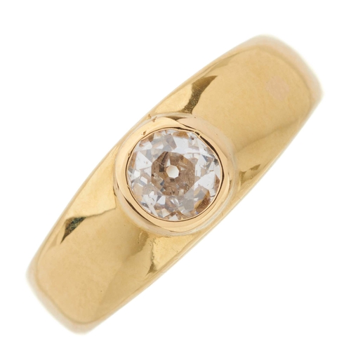 7 - A late Victorian 18ct gold old-cut diamond single-stone band ring, diamond estimated weight 0.70ct, ... 