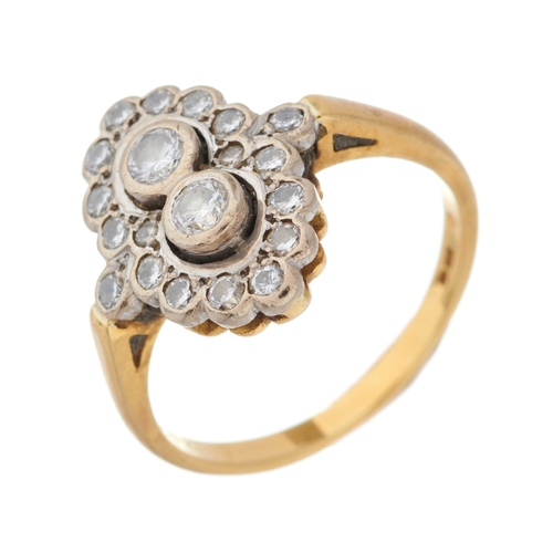 108 - A mid 20th century 18ct gold brilliant-cut diamond cluster dress ring, estimated total diamond weigh... 