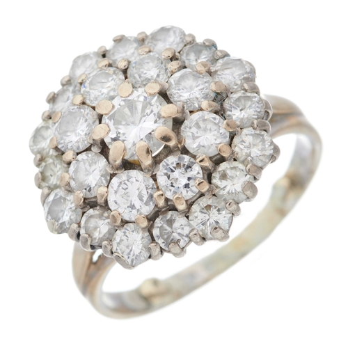 124 - An 18ct gold brilliant-cut diamond floral cluster ring, with openwork shoulders, estimated total dia... 