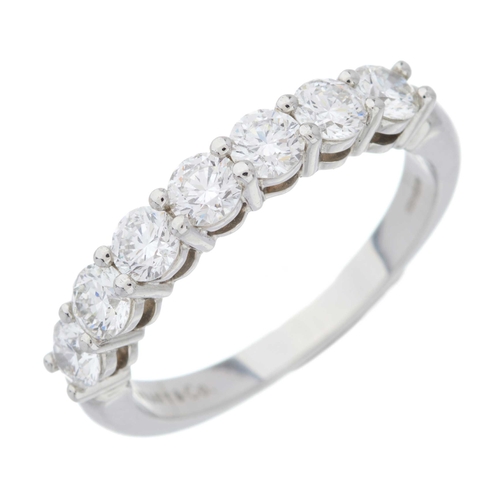 161 - Tiffany & Co., a platinum brilliant-cut diamond Embrace half eternity ring, with tapered band, total... 