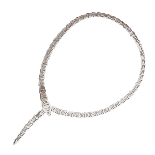 168 - Bulgari, an 18ct gold pave-set diamond Serpenti Viper necklace, total diamond weight 14.74ct, estima... 