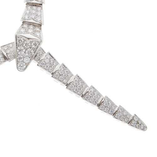 168 - Bulgari, an 18ct gold pave-set diamond Serpenti Viper necklace, total diamond weight 14.74ct, estima... 