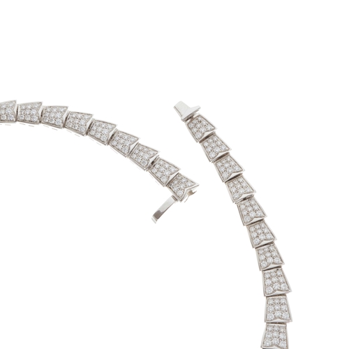 168 - Bulgari, an 18ct gold pave-set diamond Serpenti Viper necklace, total diamond weight 14.74ct, estima... 