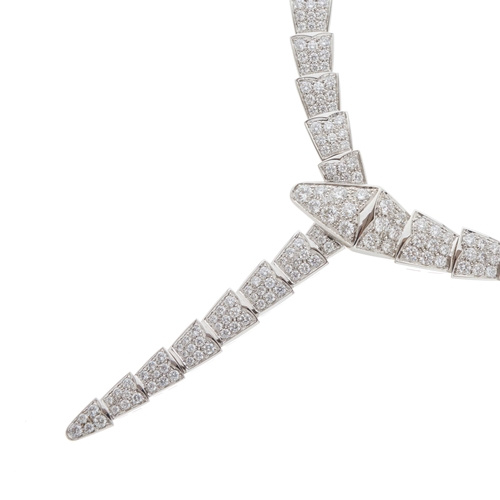 168 - Bulgari, an 18ct gold pave-set diamond Serpenti Viper necklace, total diamond weight 14.74ct, estima... 