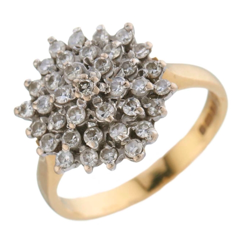 184 - An 18ct gold single-cut diamond cluster dress ring, total diamond weight 0.50ct, stamped to band, es... 