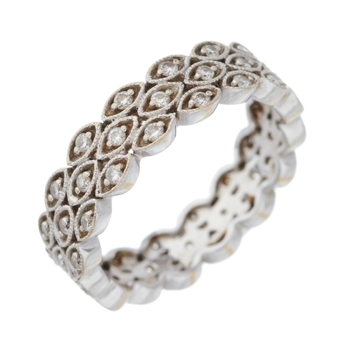 190 - An 18ct gold brilliant-cut diamond three-row full eternity ring, estimated total diamond weight 0.50... 