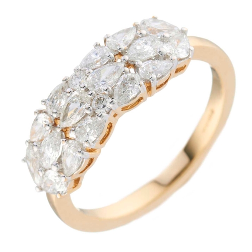 206 - An 18ct gold pear-shape diamond cluster dress ring, with brilliant-cut diamond double highlight, est... 