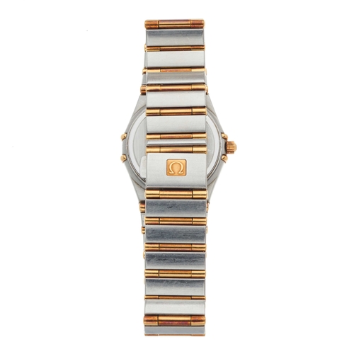 230 - Omega, a stainless steel and 18ct gold Constellation bracelet watch, circa 1998, mother-of-pearl dia... 