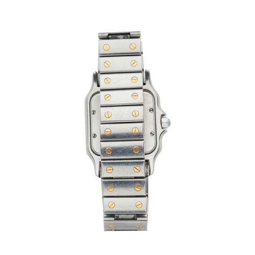 239 - Cartier, a stainless steel and 18ct gold Santos bracelet watch, reference 1566, signed quartz moveme... 