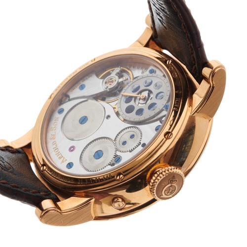 256 - Arnold & Son, an 18ct gold HM Perpetual Moon wrist watch, reference 1GLAR.I01A, signed manual wind m... 