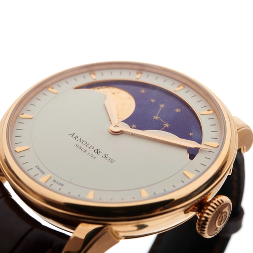 256 - Arnold & Son, an 18ct gold HM Perpetual Moon wrist watch, reference 1GLAR.I01A, signed manual wind m... 