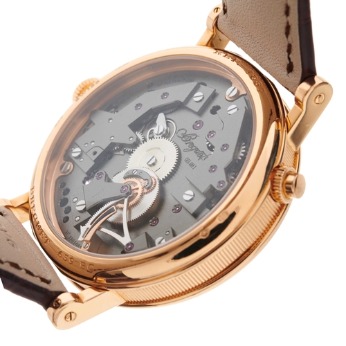 258 - Breguet, an 18ct gold Tradition GMT wrist watch, circa 2017, skeleton dial, reference 7067, signed m... 