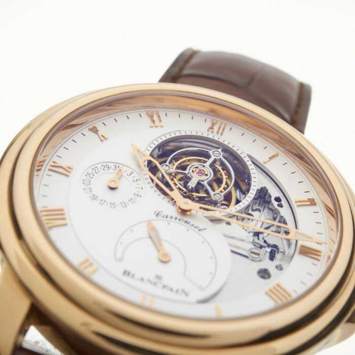 260 - Blancpain, a limited edition 18ct rose gold Villeret Carrousel Volant Une Minute wrist watch, number... 