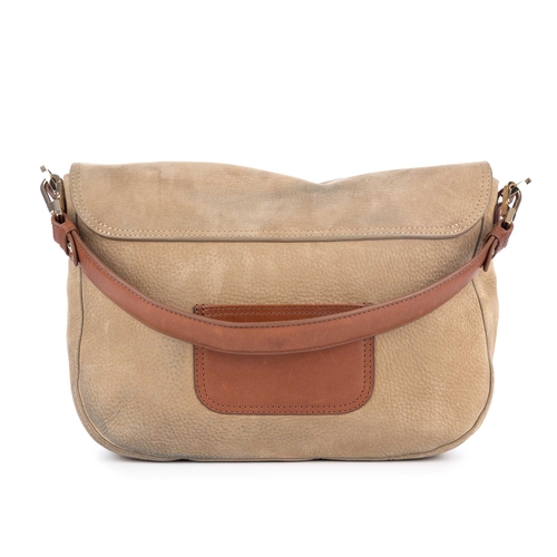 271 - Aspinal of London, a Slouchy satchel, crafted from beige nubuck leather, featuring a detachable tan ... 