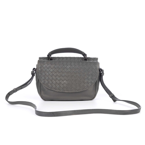 274 - Bottega Veneta, a double sided crossbody handbag, crafted from grey calf leather featuring woven Int... 