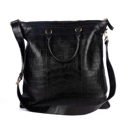 279 - Burberry, a large Alligator tote, crafted from luxurious black alligator skin, with gold-tone hardwa... 