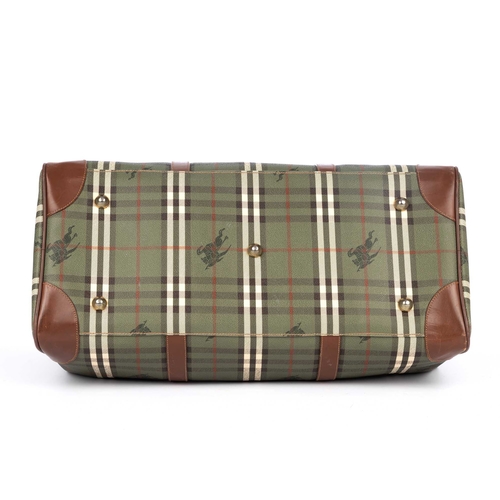 286 - Burberry, a green Haymarket Check luggage bag, designed with a green Haymarket check coated canvas e... 