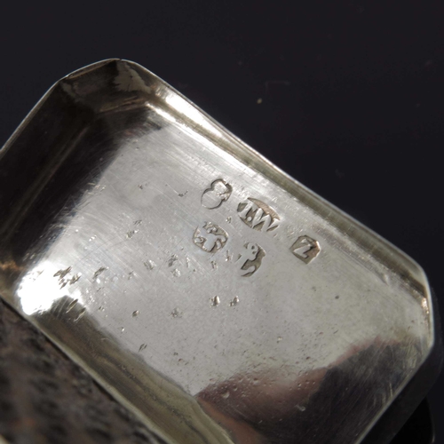 102 - A George III silver nutmeg grater, Thomas Wallis, Birmingham 1797, canted cuboid form with hinged li... 