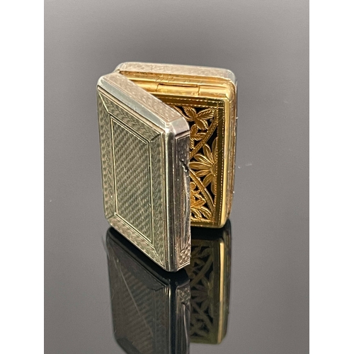 130 - A George III silver vinaigrette, John Reily, London 1816, engine turned cuboid form, feather framed ... 