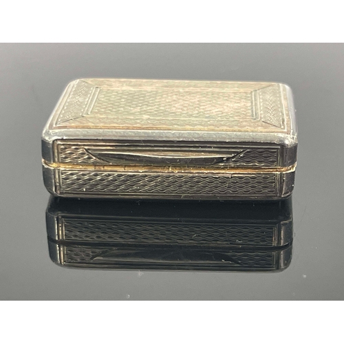 130 - A George III silver vinaigrette, John Reily, London 1816, engine turned cuboid form, feather framed ... 