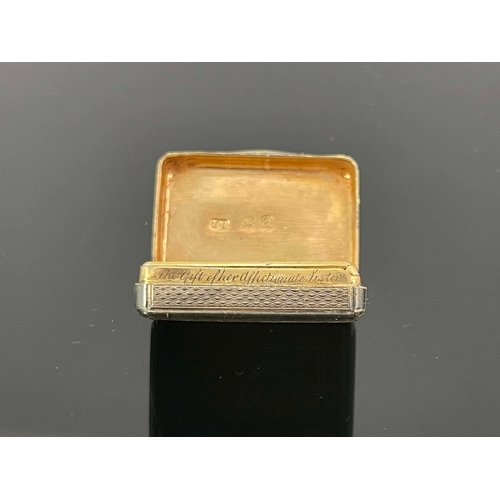 130 - A George III silver vinaigrette, John Reily, London 1816, engine turned cuboid form, feather framed ... 