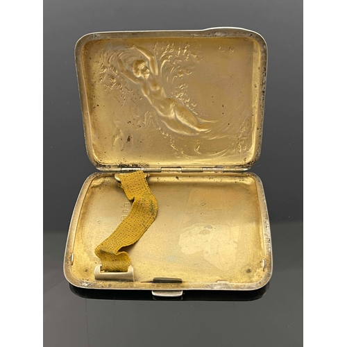 142 - A Victorian Art Nouveau cigarette case, Henry Matthews, Birmingham 1898, embossed with a nude reclin... 