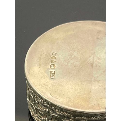 151 - A Victorian silver and enamelled pill box, Edwin Thompson Bryant, London 1892, circular form, the hi... 