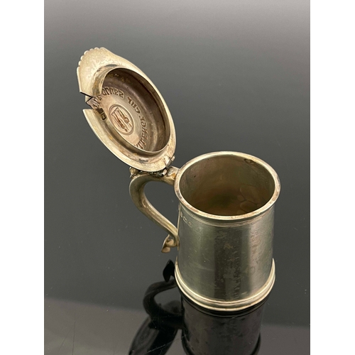 158 - An Edwardian silver mustard pot, Elkington & Co, Birmingham 1906, cylindrical form with scroll thumb... 