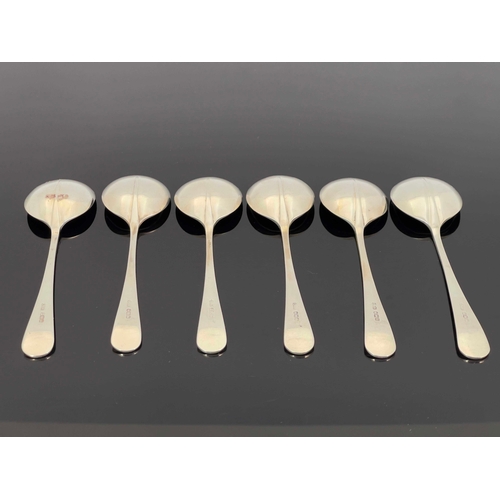 171 - A set of six Elizabeth II silver soup spoons, Gee and Holmes, Sheffield 1961, Hanoverian rat tail pa... 