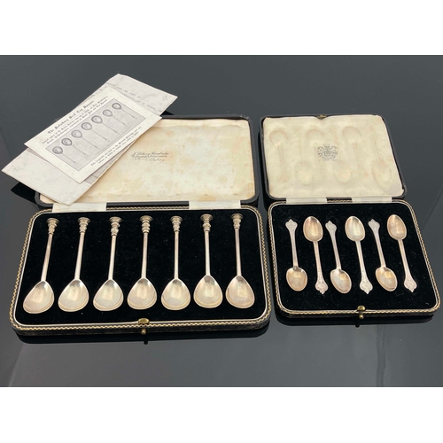 209 - A cased facsimile set of seven Salisbury Seal Top silver spoons, J Sidney Rambridge, Sheffield 1937,... 