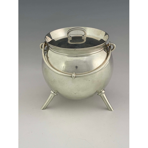 222 - After Christopher dresser, a George V silver cauldron, Elkington & Co, Birmingham 1931, the spherica... 