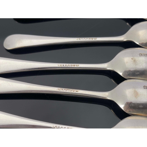 223 - A part set of Aesthetic Movement silver teaspoons and sugar tongs, William Gallimore and Son, Sheffi... 