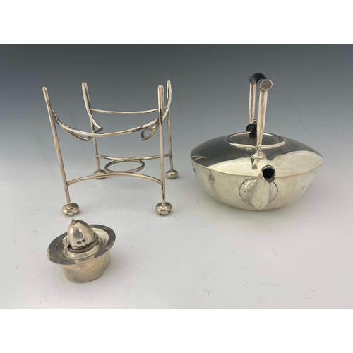 226 - An Arts and Crafts silver kettle and stand, Mappin and Webb, Sheffield 1906, the squat rounded body ... 