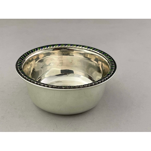 250 - Liberty and Co, an Arts and Crafts silver and enamelled bowl, Birmingham 1910, rounded form, the rim... 