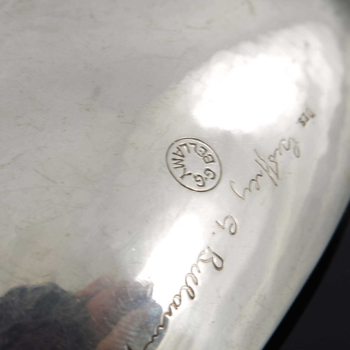 270 - Geoffrey G Bellamy, silver rocker dish, inscribed facsimile signature and retailer, London 1957, 10c... 