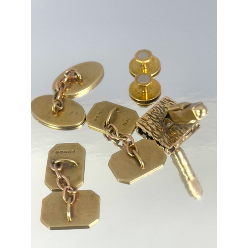 277 - 9 carat gold gentleman's accessories, including cufflinks and studs, 18.6g