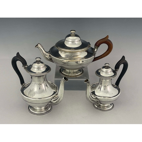 30 - Service de la Maison de l'Empereur, a Napoleon III silver plated three piece tea and coffee service,... 