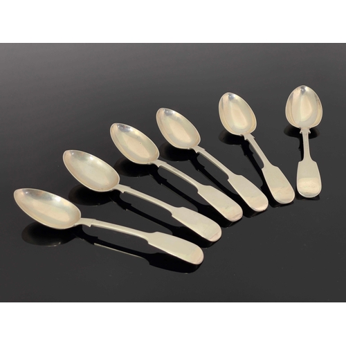 55 - A set of six Victorian Provincial silver teaspoons, Josiah Williams and Co., Exeter 1858, Fiddle pat... 