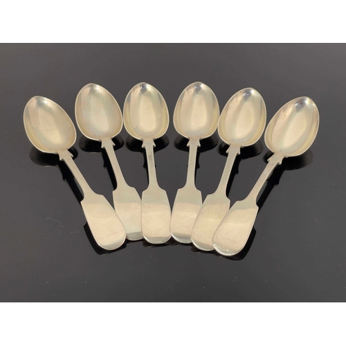 55 - A set of six Victorian Provincial silver teaspoons, Josiah Williams and Co., Exeter 1858, Fiddle pat... 