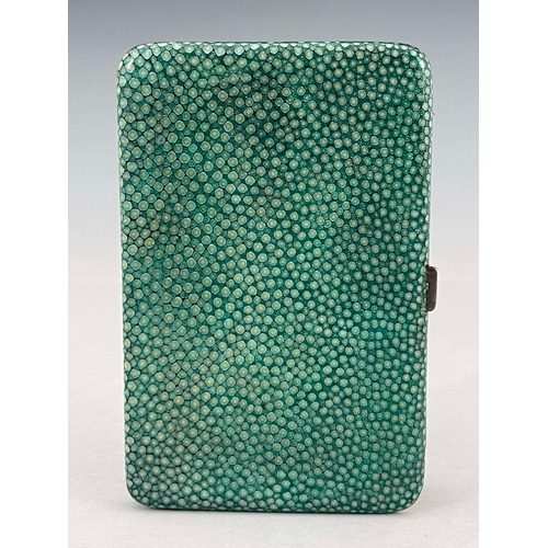 56 - A George V silver and shagreen cigarette case, George Betjemann & Sons Ltd, London 1930, rectangular... 